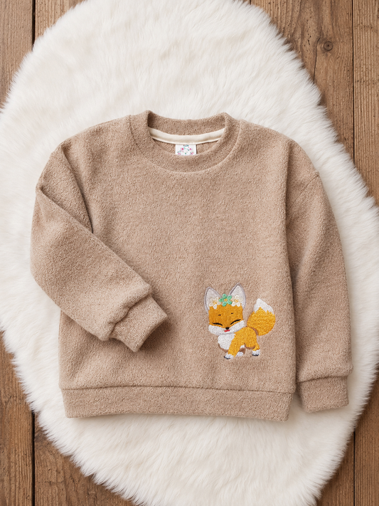 Kinder Pullover Gr. 104 mit Fuchs-Stickerei