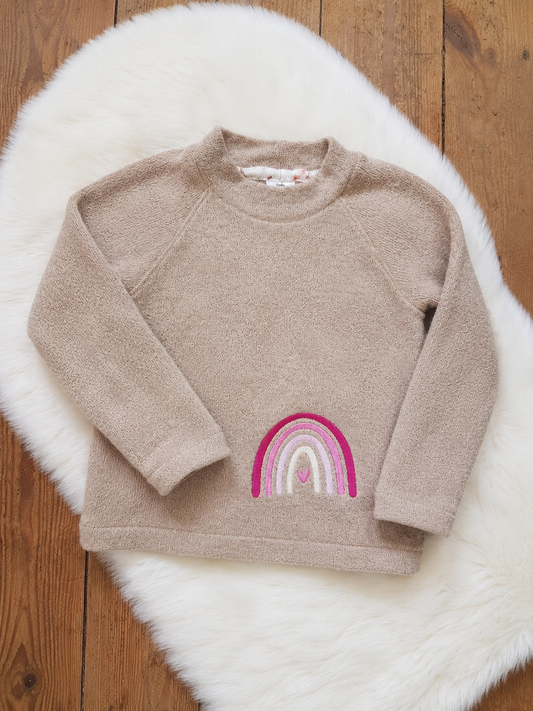 Kinder Pullover Gr. 110 mit Regenbogen-Stickerei