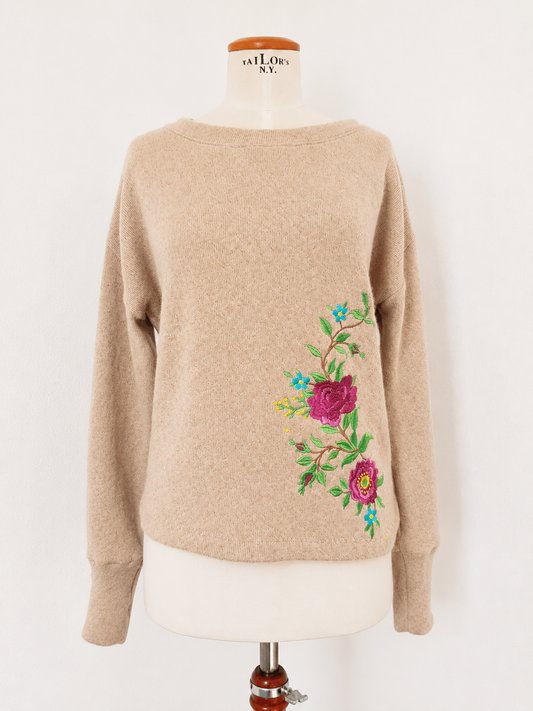 Oversize Pullover Damen Gr. S mit Stickerei