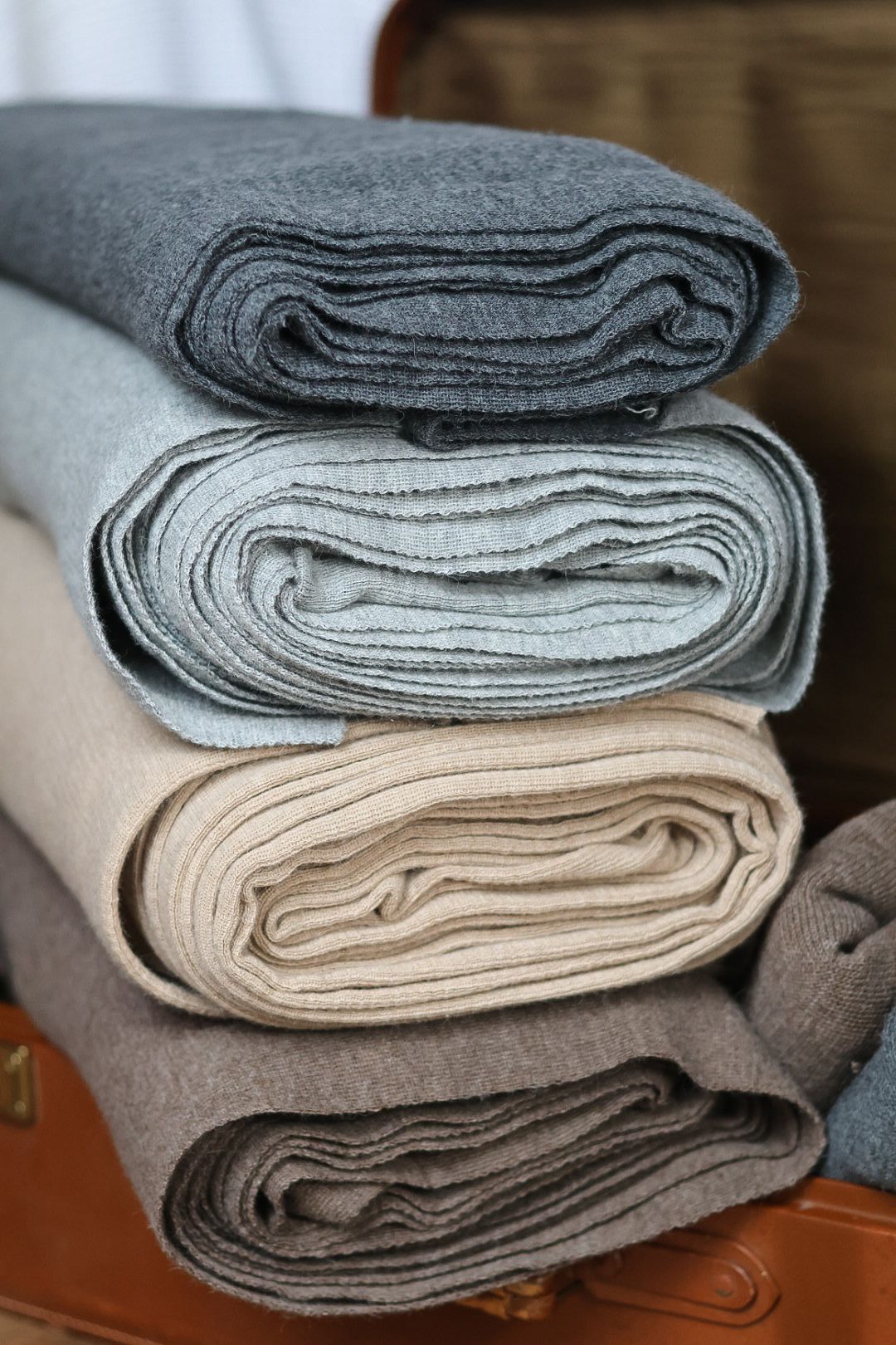 Alpaka Bündchen Beige / halbe Breite